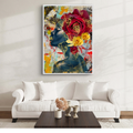 Impression d'art JE TE LOUE 001 Psaume 139:14 dans un intérieur moderne luxueux - Portrait femme africaine abstrait SHEBAH HOME DECOR

