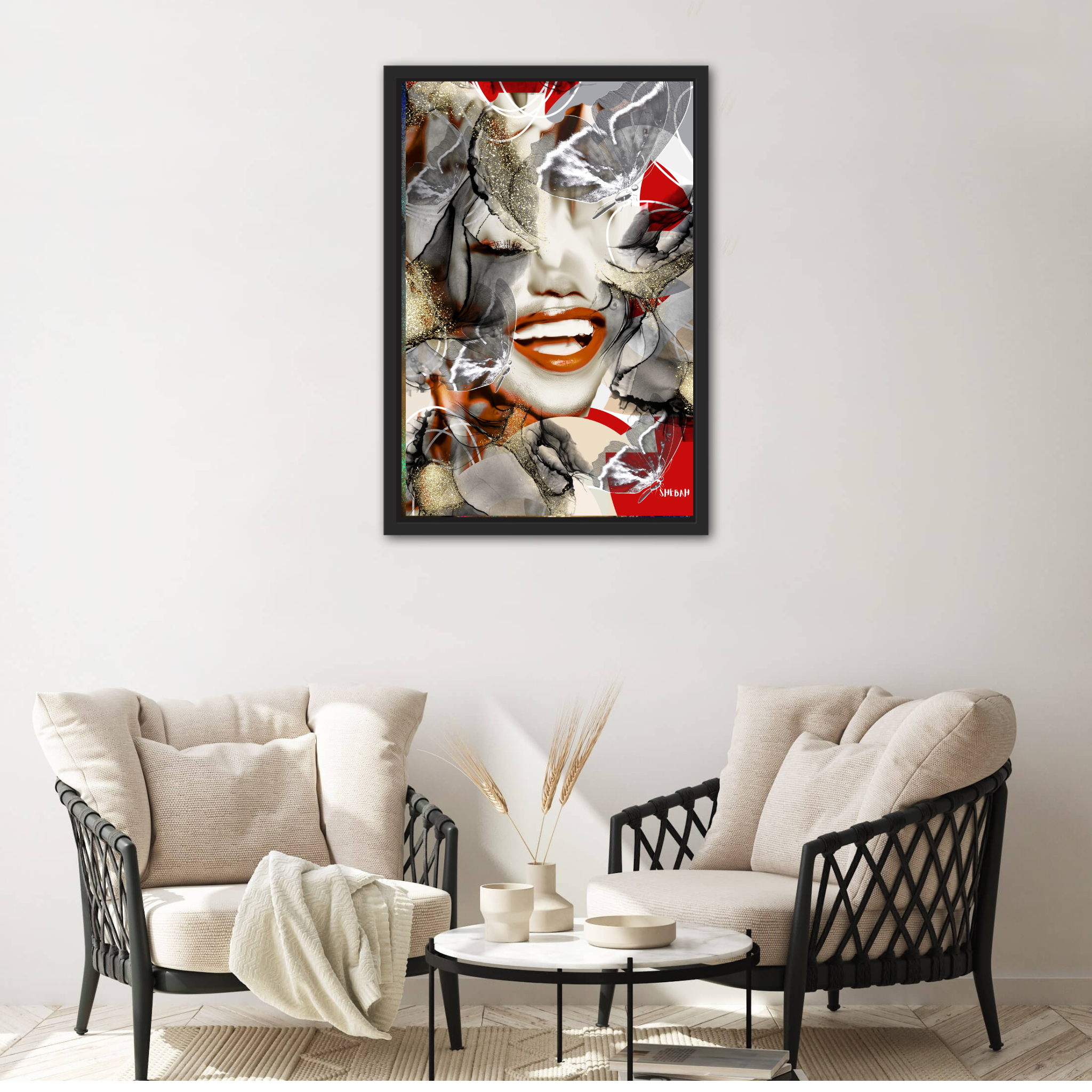 Impression d'art YOUR JOY 002 Néhémie 8:10 dans intérieur moderne luxueux - Portrait abstrait SHEBAH HOME DECOR
