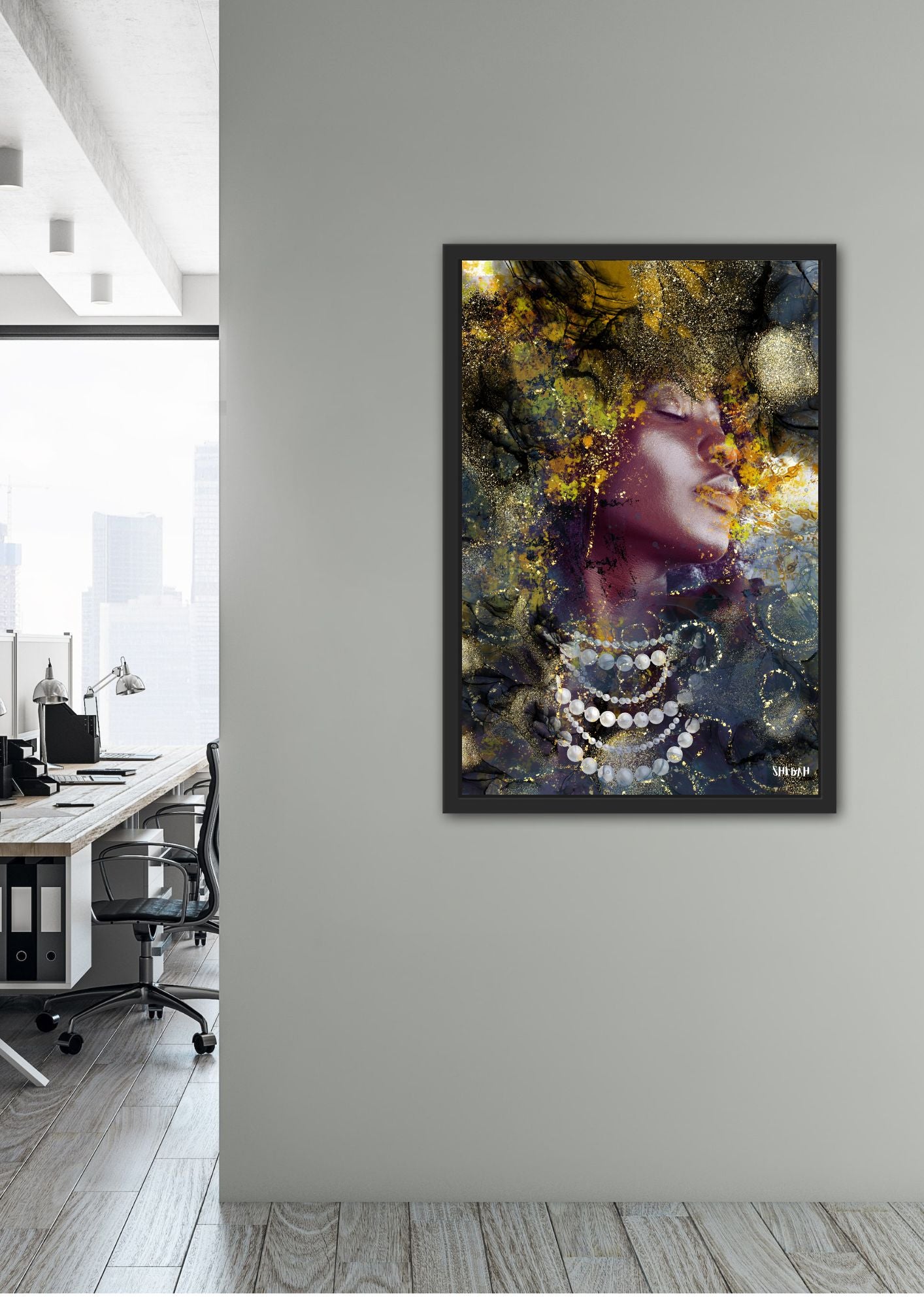 Décoration murale BE STILL 004 art biblique moderne - Portrait abstrait Psaume 46:10
