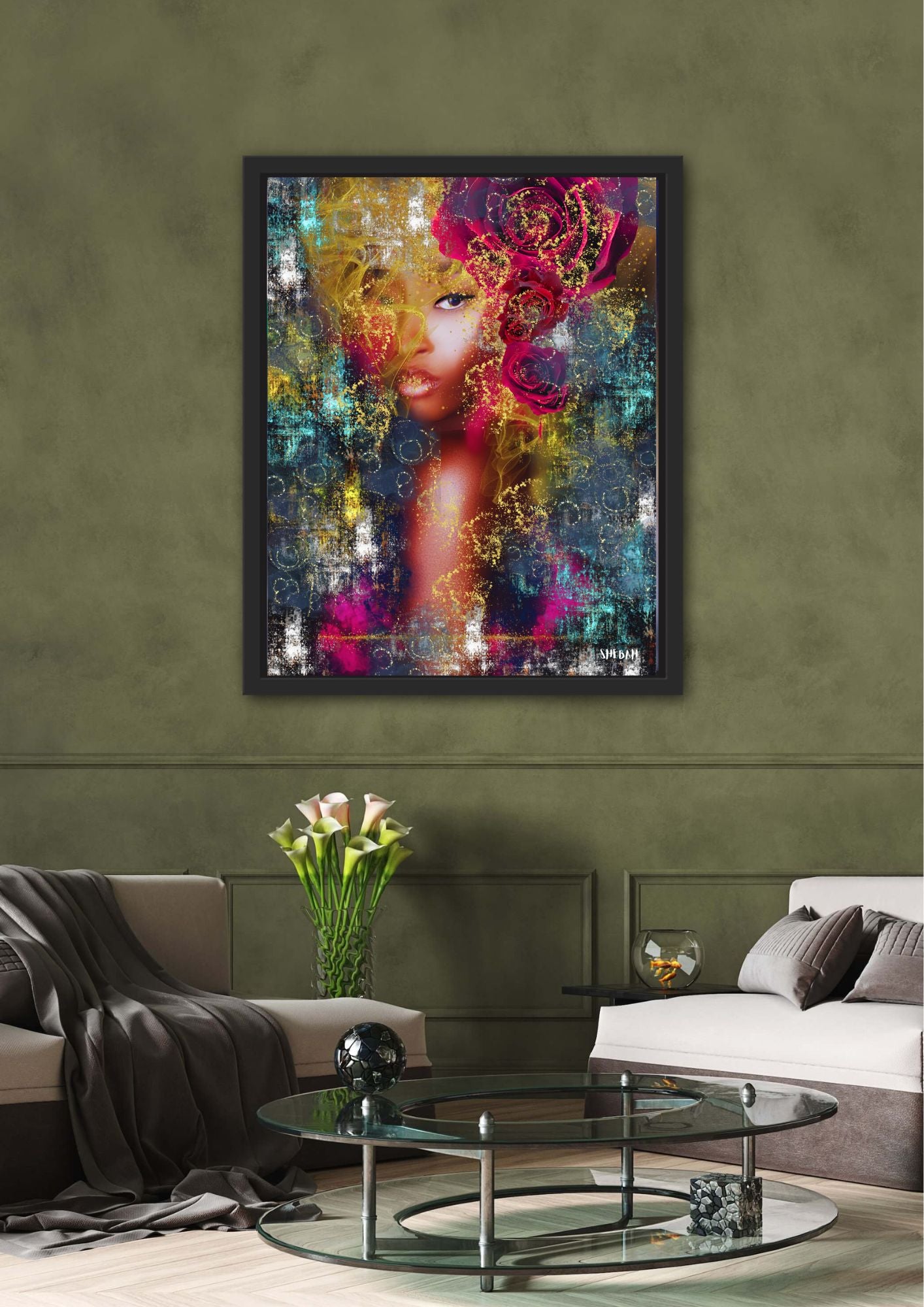 Décoration murale JE TE LOUE 003 art biblique moderne - Portrait abstrait Psaume 139:14
