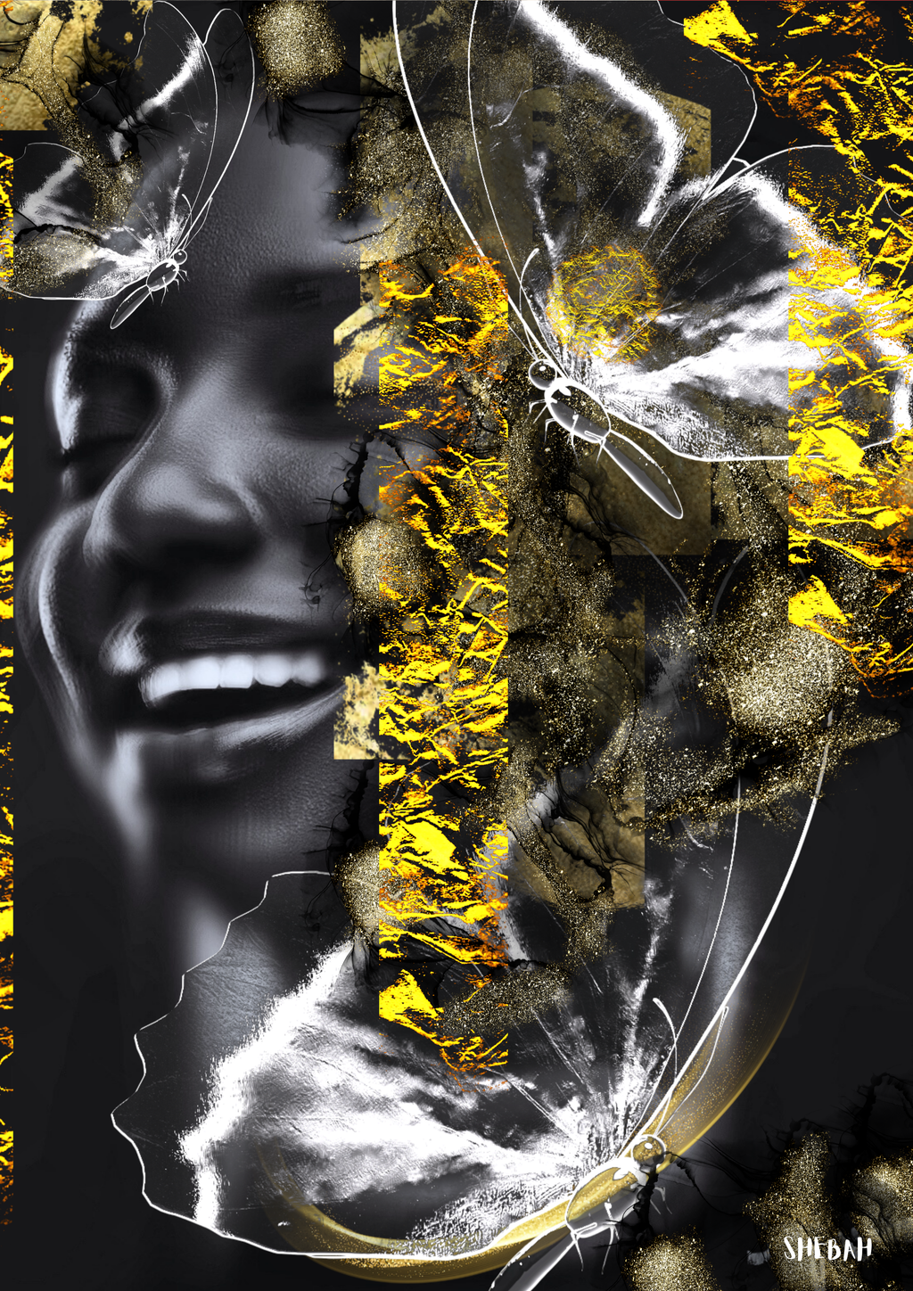 Portrait femme africaine abstrait YOUR JOY 001 - Impression d'art moderne Néhémie 8:10 qualité galerie

