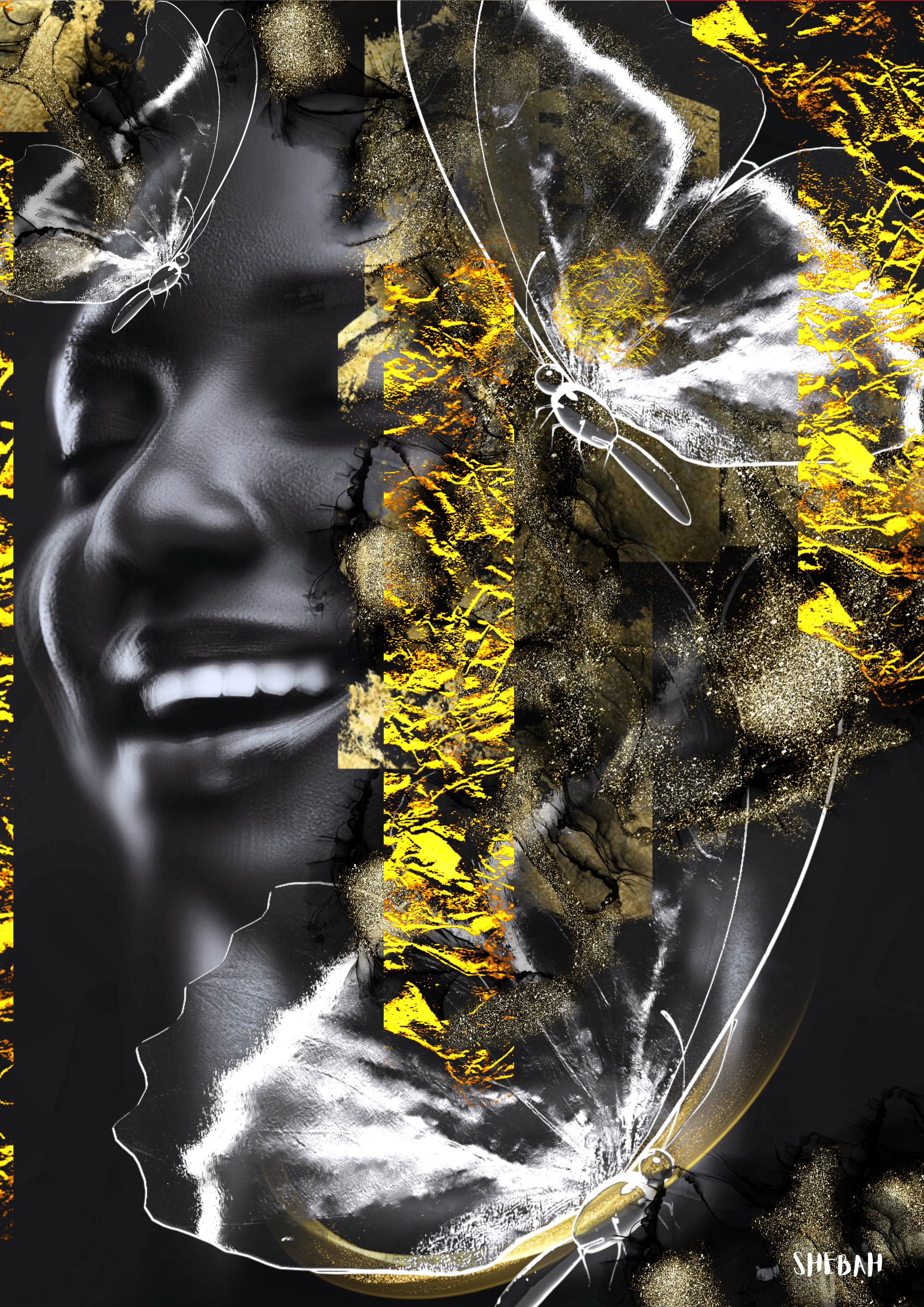 Portrait femme africaine abstrait YOUR JOY 001 - Impression d'art moderne Néhémie 8:10 qualité galerie

